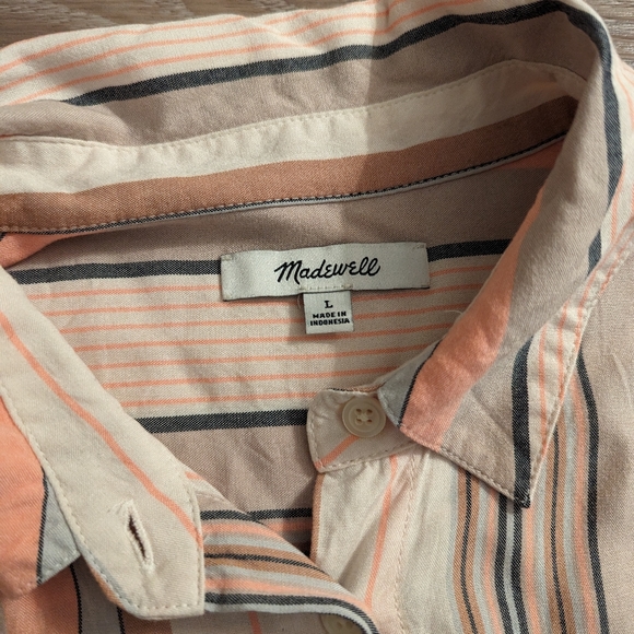 Madewell striped button down dress shirt blouse L - Picture 2 of 3
